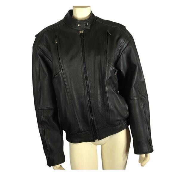 Hot Leathers thinsulate lined black motorcycle jacket snap close neck size XL - Picture 14 of 14